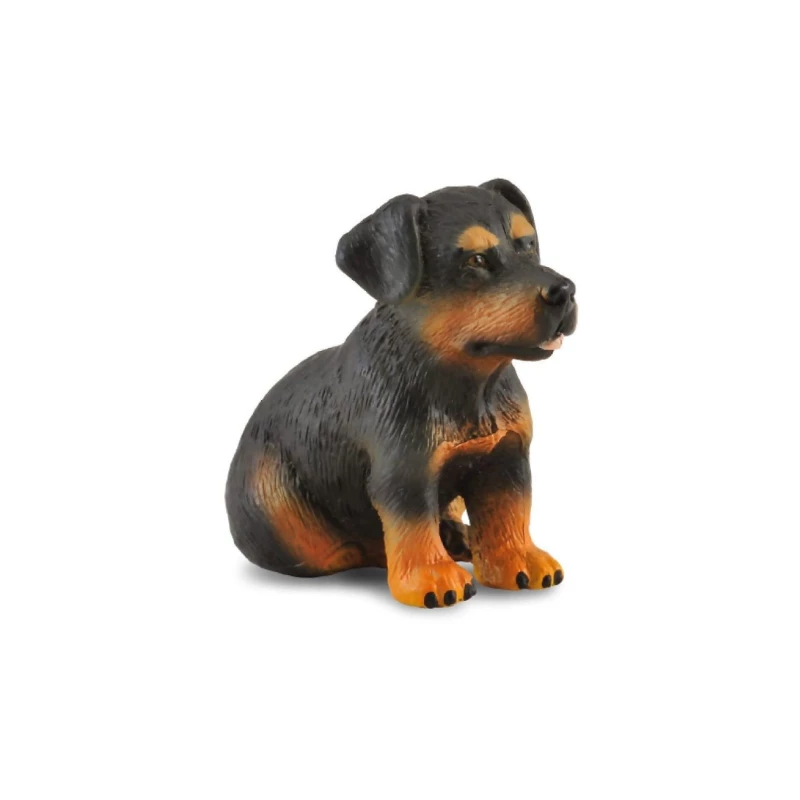 CollectA Realistic Rottweiler Puppy Figurine Detailed Black Color Hand Painted PVC Plastic Model 5cm High 8cm Long 12cm Wide Perfect for Collectors and Educational Play 1:20 Scale - CollectA