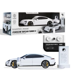 Sharper Image RC Porsche Taycan Turbo S Electric Car Toy, Black, 1:16 Scale