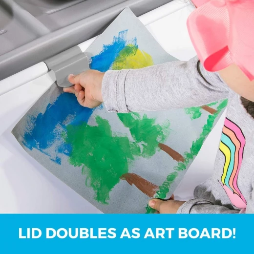 Step2 2-in-1 Toy Box & Art Lid: Gray Kids Storage Chest & Easel Combo for Toddlers Aged 2+, Durable Plastic Construction, Ideal for Organizing Toys and Creative Play - Image 3