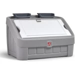 Step2 2-in-1 Toy Box & Art Lid: Gray Kids Storage Chest & Easel Combo for Toddlers Aged 2+, Durable Plastic Construction, Ideal for Organizing Toys and Creative Play