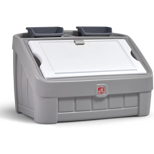 Step2 2-in-1 Toy Box & Art Lid: Gray Kids Storage Chest & Easel Combo for Toddlers Aged 2+, Durable Plastic Construction, Ideal for Organizing Toys and Creative Play Step2 2-in-1 Toy Box & Art Lid: Gray Kids Storage Chest & Easel Combo for Toddlers Aged 2+, Durable Plastic Construction, Ideal for Organizing Toys and Creative Play