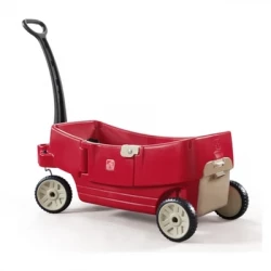 Step2 All Around Wagon Red, Durable Outdoor Toy for Kids, Easy Steering, 2 Seats