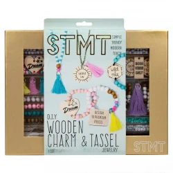 STMT DIY Wooden Charm and Tassel Jewelry Making Kit, Craft Set, 10+ Pieces