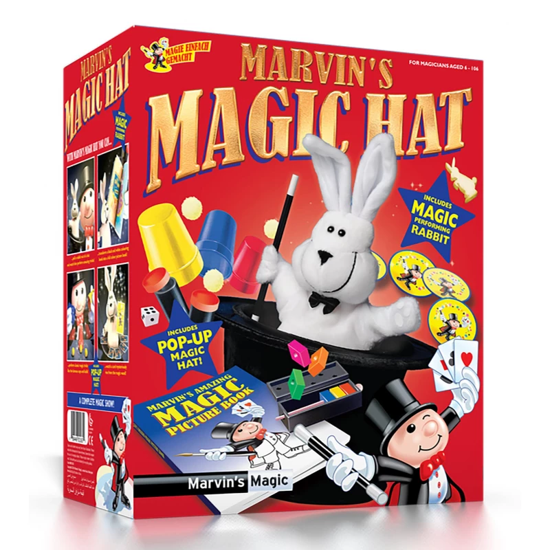 Marvin's Magic Deluxe Rabbit in Top Hat Magic Set for Beginners with 10+ Tricks, Including a Vanishing Rabbit Illusion and Easy to Learn Instructions