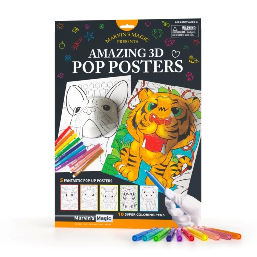 Marvins Magic 3D Pop Posters Creative Coloring Set for Kids, 5 Designs Marvins Magic 3D Pop Posters Creative Coloring Set for Kids, 5 Designs