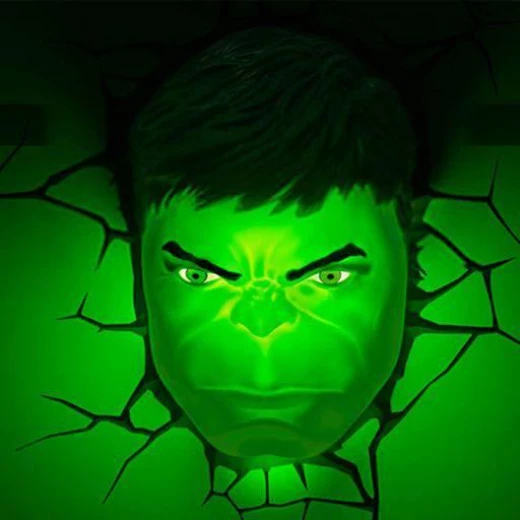 مارفل هالك فيس مصباح LED ثلاثي الأبعاد مرخص رسميًا ديكور قابل للجمع - مارفيل - Image 4