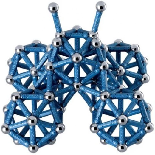 مجموعة ألعاب بناء مغناطيسية Geomag Metal 270، قضبان زرقاء وكرات كروم مجموعة ألعاب بناء مغناطيسية Geomag Metal 270، قضبان زرقاء وكرات كروم