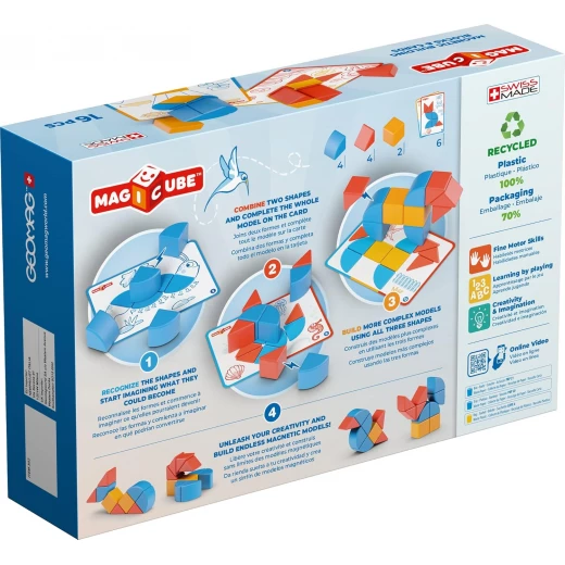 مجموعة مكعبات وبطاقات Geomag Magicube، 16 قطعة، مكعبات بناء مغناطيسية للأطفال الصغار - Image 2