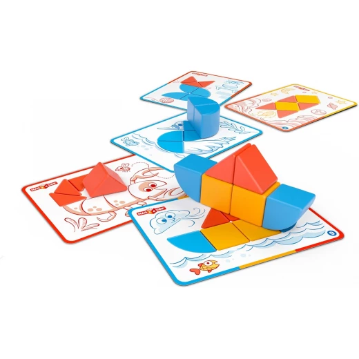 مجموعة مكعبات وبطاقات Geomag Magicube، 16 قطعة، مكعبات بناء مغناطيسية للأطفال الصغار - Image 3