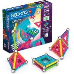 Geomag Glitter Panels Construction Toy, Magnetic Rods, 25 Pieces, Multicolored, STEM Learning