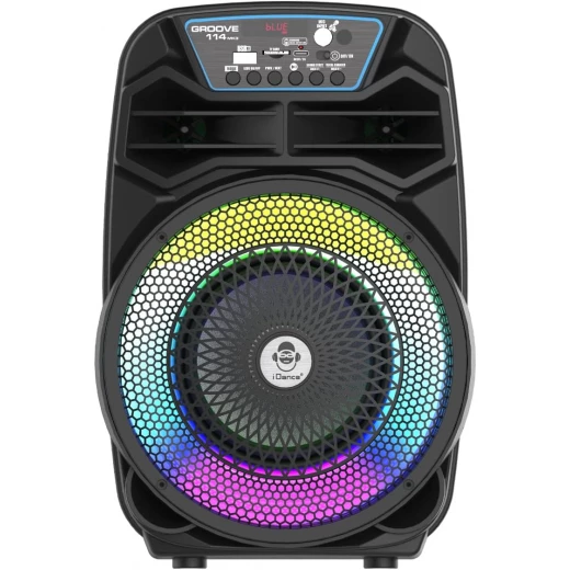 مكبر صوت iDance Groove 114 MK3 بلوتوث محمول مع كاريوكي، أسود/أبيض
