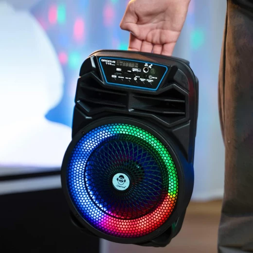 مكبر صوت iDance Groove 114 MK3 بلوتوث محمول مع كاريوكي، أسود/أبيض - Image 4