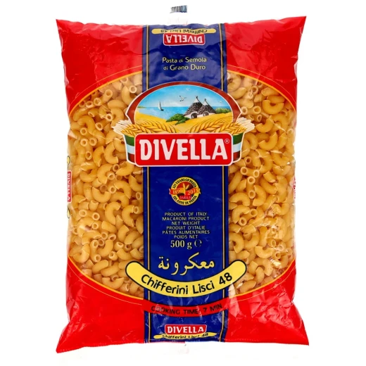 مكرونة Divella Chifferini Lisci رقم 48 – 500 جم، مكرونة إيطالية عالية الجودة بشكل أنبوبي قصير وناعم، مثالية لتحضير أطباق المعكرونة والصلصات المختلفة - ديفيلا - Image 2