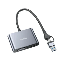 يسيدو HM15 مقسم شاشة الكمبيوتر المحمول متوافق مع نظام TC و USB مزدوج بزمن استجابة فائق الرمادي