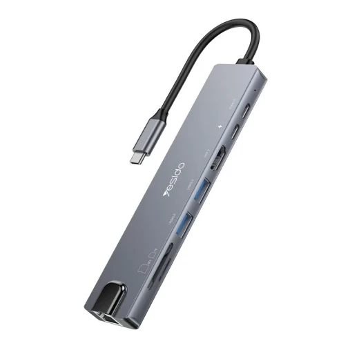يسيدو HB27 ثمانية في واحد من سبائك الألومنيوم PD100W شحن سريع واجهة Type-C توسيع دوك USB Hub رمادي يسيدو HB27 ثمانية في واحد من سبائك الألومنيوم PD100W شحن سريع واجهة Type-C توسيع دوك USB Hub رمادي