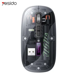 ماوس لاسلكي يسيدو KB29 بتصميم مريح وشفاف كريستالي، أزرار هادئة، اتصال مزدوج 2.4G وBluetooth، فأرة لاسلكية أنيقة وعملية للاستخدام اليومي