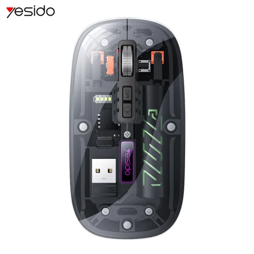 ماوس لاسلكي يسيدو KB29 بتصميم مريح وشفاف كريستالي، أزرار هادئة، اتصال مزدوج 2.4G وBluetooth، فأرة لاسلكية أنيقة وعملية للاستخدام اليومي