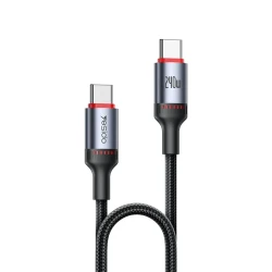 يسيدو CA185 كيبل شحن بيانات سريع USB 2.0 تايب سي إلى تايب سي بطول 1.2 متر بقوة 240 واط أسود
