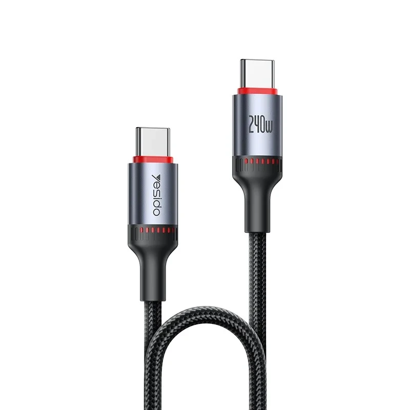 يسيدو CA185 كيبل شحن بيانات سريع USB 2.0 تايب سي إلى تايب سي بطول 1.2 متر بقوة 240 واط أسود - يسيدو