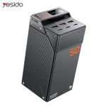 يسيدو YP63 50000mAh PD 20W + SCP 22.5W شحن سريع سبائك الزنك شاشة LED ستة منافذ باور بانك أسود - يسيدو