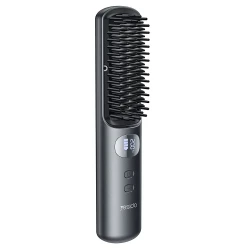 YESIDO MG23 Wireless Hair Straightener Brush 2-in-1, Black, 3 Temperature Settings, Cordless Hair Styling Brush with Portable Design for Convenient Hair Straightening and Styling at Home or While Traveling