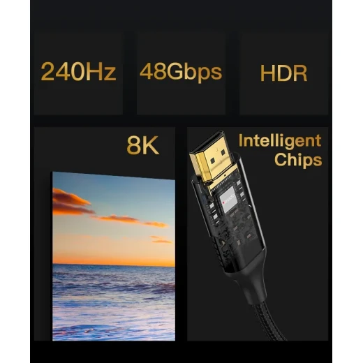 يسيدو HM11 كيبل تمديد 8K فائق الدقة 48 جيجابت في الثانية HDMI 2.1 1800 ملم خليط معدني من الألومنيوم PVC - يسيدو - Image 3