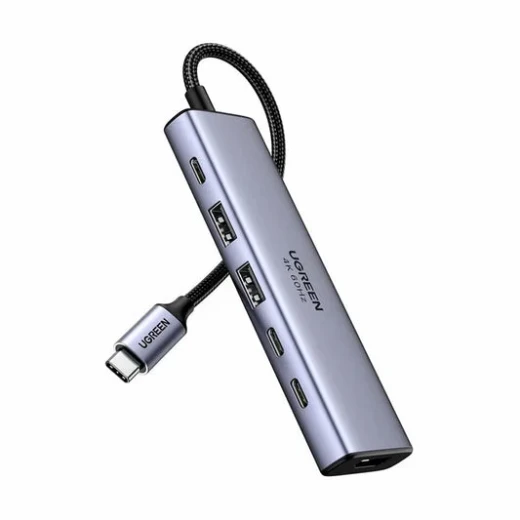 هاب USB يسيدو YESIDO HB20 ‏5 في 1، موزع منافذ USB وUSB-C متعدد الاستخدامات لتوصيل الأجهزة والملحقات، محول USB عملي وسريع، باللون الرمادي - يسيدو - Image 2