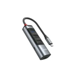 موزع USB-C يسيدو YESIDO HB24 ‏5 في 1، هاب USB متعدد المنافذ مع شحن PD بقدرة 100 واط ودعم OTG، محول USB-C للأجهزة واللابتوب، باللون الرمادي - يسيدو