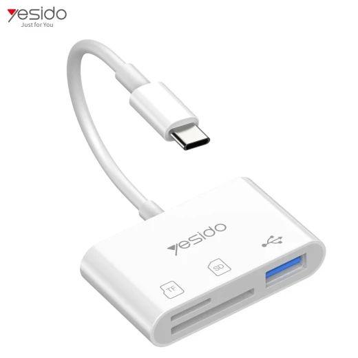 يسيدو GS16 محول USB-C إلى USB 3.0 OTG مع فتحة بطاقة TF SD وشحن سريع PD أبيض يسيدو GS16 محول USB-C إلى USB 3.0 OTG مع فتحة بطاقة TF SD وشحن سريع PD أبيض