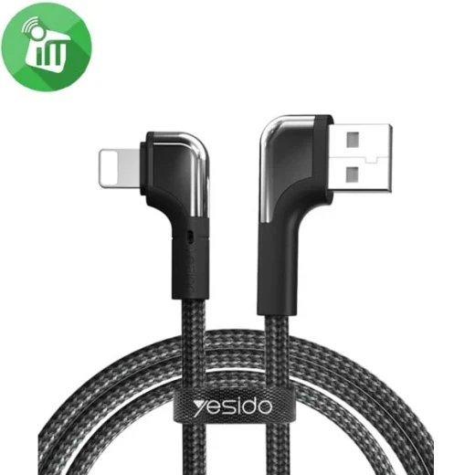 يسيدو كيبل شحن مضفر لايتنينج إلى USB-A بزاوية 90 درجة 2.4 أمبير 1.2 متر CA80 - يسيدو - Image 2
