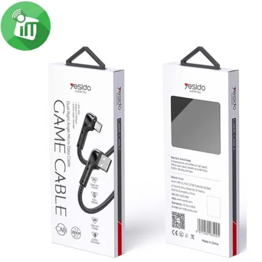 يسيدو كيبل شحن مضفر USB-C إلى USB-A بزاوية 90 درجة 2.4 أمبير 1.2 متر CA80 - يسيدو - Image 2