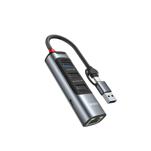 يسيدو HB21 الألومنيوم 100 واط PD شحن سريع USB Hub مع RJ45 و 3 منافذ USB - رمادي - يسيدو - Image 2