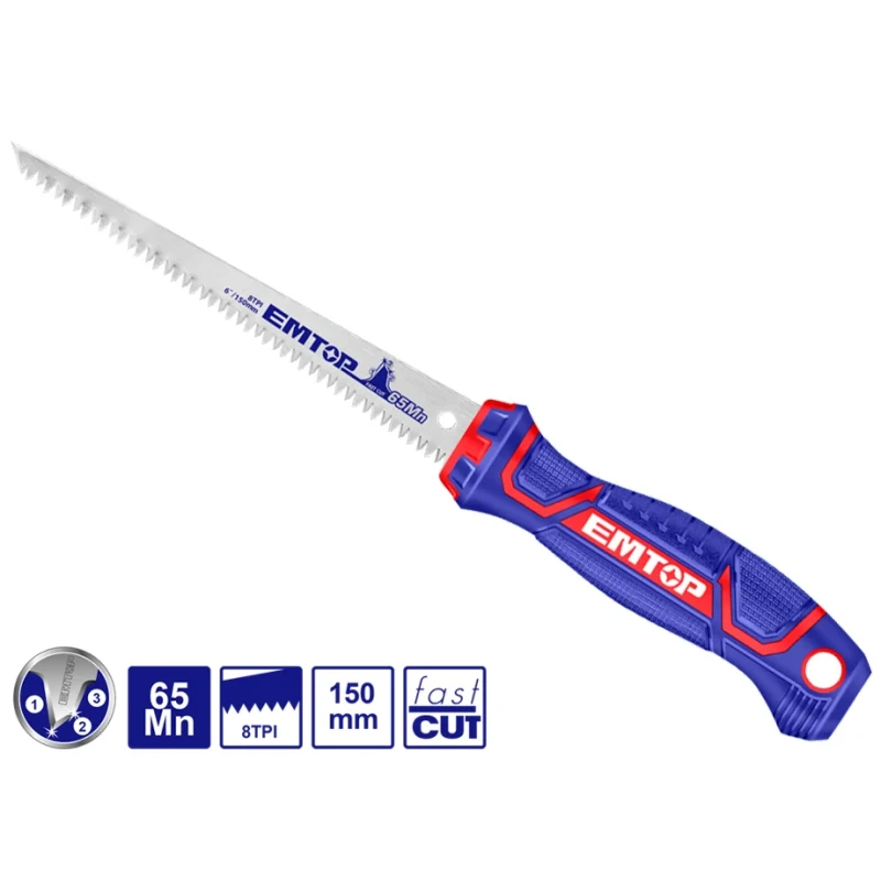 EMTOP 6-Inch (150mm) Straight Saw with Triple-Toothed Blade & Ergonomic Handle for Fast Cuts in Wood & Plastic - Emtop