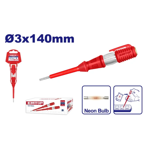 Emtop ETPL14001 100V-500V 140mm Screwdriver Tester Emtop ETPL14001 100V-500V 140mm Screwdriver Tester