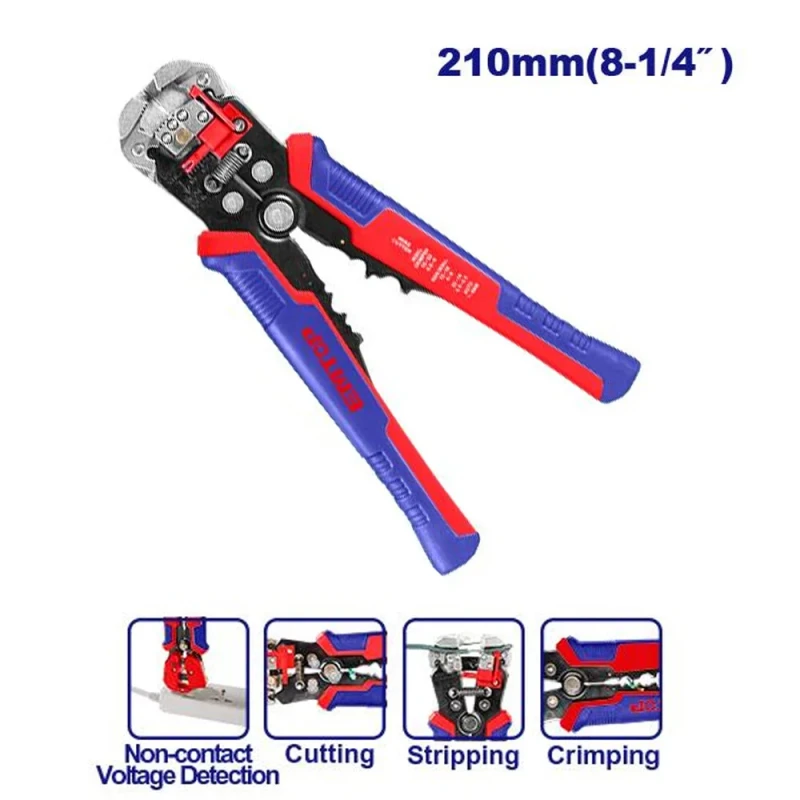 EMTOP EWSP102429 Non-Contact Voltage Detector, Wire Stripper, Crimper & Cutter – Multi-Function Electrical Hand Tool for Voltage Testing, Wire Stripping, Terminal Crimping & Cable Cutting - Emtop