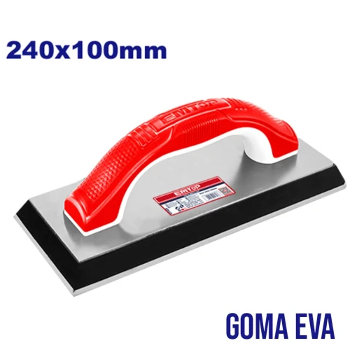EMTOP ERGF24108 240x100mm Rubber Float with 19mm Thick Base & Ergonomic PP Handle, Sturdy Aluminum Frame for Construction & Finishing EMTOP ERGF24108 240x100mm Rubber Float with 19mm Thick Base & Ergonomic PP Handle, Sturdy Aluminum Frame for Construction & Finishing