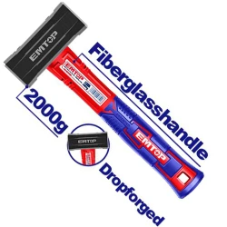 EMTOP EHAMSH2000 2000g Fiberglass Sledgehammer – Heavy-Duty Hammer for Breaking, Demolition, Construction, Workshop & Maintenance Applications, Durable and Easy to Use