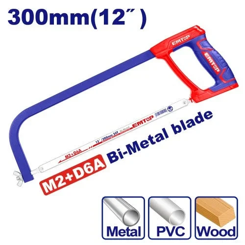 EMTOP EHFE3002 12-inch Hacksaw with ABS and TPR Handle - Emtop
