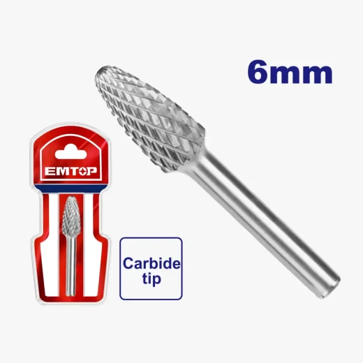 EMTOP Round End Rotary File EHRRC0605 6mm Shank Tungsten Carbide Double Cut For Grinding Deburring Shaping Metalworking Power Tool Rotary Accessory EMTOP Round End Rotary File EHRRC0605 6mm Shank Tungsten Carbide Double Cut For Grinding Deburring Shaping Metalworking Power Tool Rotary Accessory