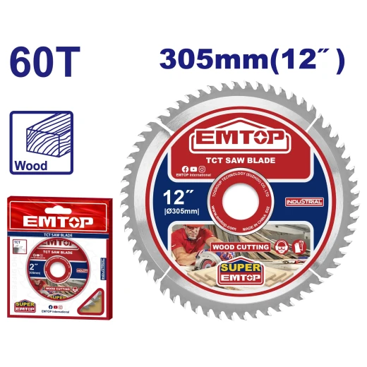 EMTOP 305mm 60T Circular Saw Blade – Precision Cutting Blade for Wood and Panels with 16mm, 25.4mm & 30mm Bushings, Ideal for Carpentry, Woodworking, Workshop & DIY Applications EMTOP 305mm 60T Circular Saw Blade – Precision Cutting Blade for Wood and Panels with 16mm, 25.4mm & 30mm Bushings, Ideal for Carpentry, Woodworking, Workshop & DIY Applications