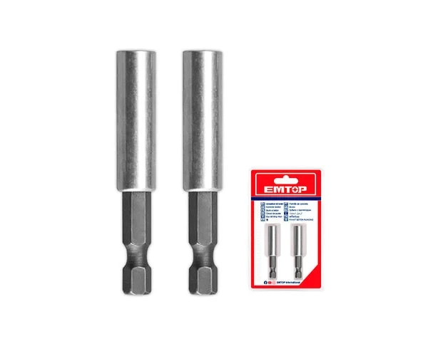 EMTOP ESBT10601 2-Piece Magnetic Bit Holder Set – Durable Magnetic Holders for Secure Bit Retention, Ideal for Screwdrivers, Drills, Assembly, Repair, Maintenance & Workshop Applications - Emtop