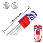 Emtop Extra Long Ball Point Industrial Cr-V Allen Wrench Set 9Pcs 1.5-10mm EHky2092 - Emtop