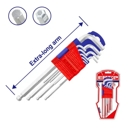Emtop Extra Long Ball Point Industrial Cr-V Allen Wrench Set 9Pcs 1.5-10mm EHky2092 - Emtop - Image 4