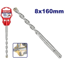ريشة حفر إيمتوب SDS بلس 8×160 مم EHDR220802 – لقمة حفر متينة للخرسانة والطوب والحجر، مناسبة لمطارق الحفر وأعمال البناء والتركيب والصيانة