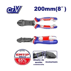 EMTOP 8 Inch Heavy Duty Side Cutter Pliers EPLRCD0851 Durable Cr V Steel Up To 65 Percent Energy Saving Ergonomic TPR Grip Professional Hand Tool