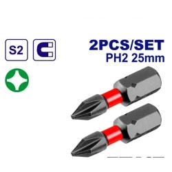EMTOP ESBTM5PH225 PH2 Magnetic Screwdriver Bit Set 25mm S2 Steel 2 Count