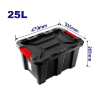 EMTOP EMTB3325 25L Black Plastic Storage Box Durable High Quality Plastic Construction with Secure Protective Lid Ideal for Home Office and Workshop Organization