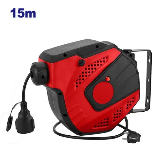 EMTOP 15m Retractable Electric Cable Reel with Overload Protection & Wall-Mountable Design for Workshops & Homes (EMEZ2515) EMTOP 15m Retractable Electric Cable Reel with Overload Protection & Wall-Mountable Design for Workshops & Homes (EMEZ2515)
