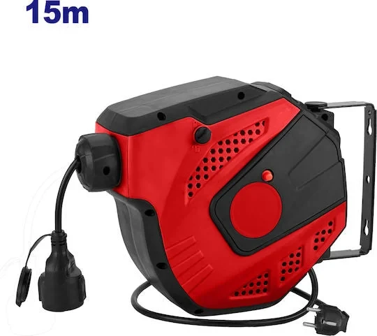 EMTOP 15m Retractable Electric Cable Reel with Overload Protection & Wall-Mountable Design for Workshops & Homes (EMEZ2515) - Emtop