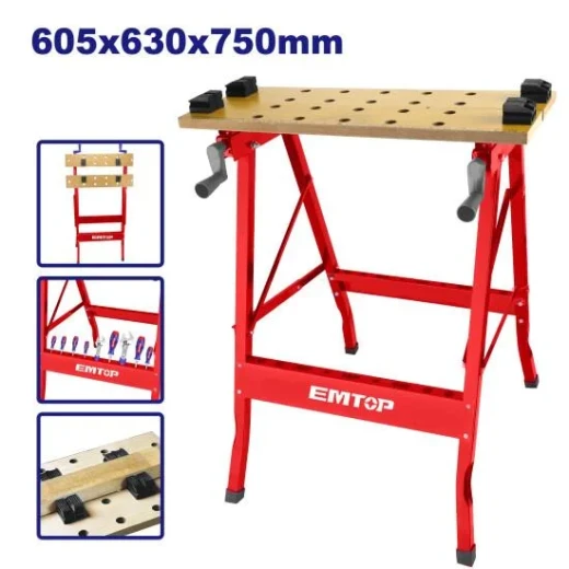 EMTOP EMWE1525 Folding Workbench 100kg Load Capacity 100kg Load EMTOP EMWE1525 Folding Workbench 100kg Load Capacity 100kg Load